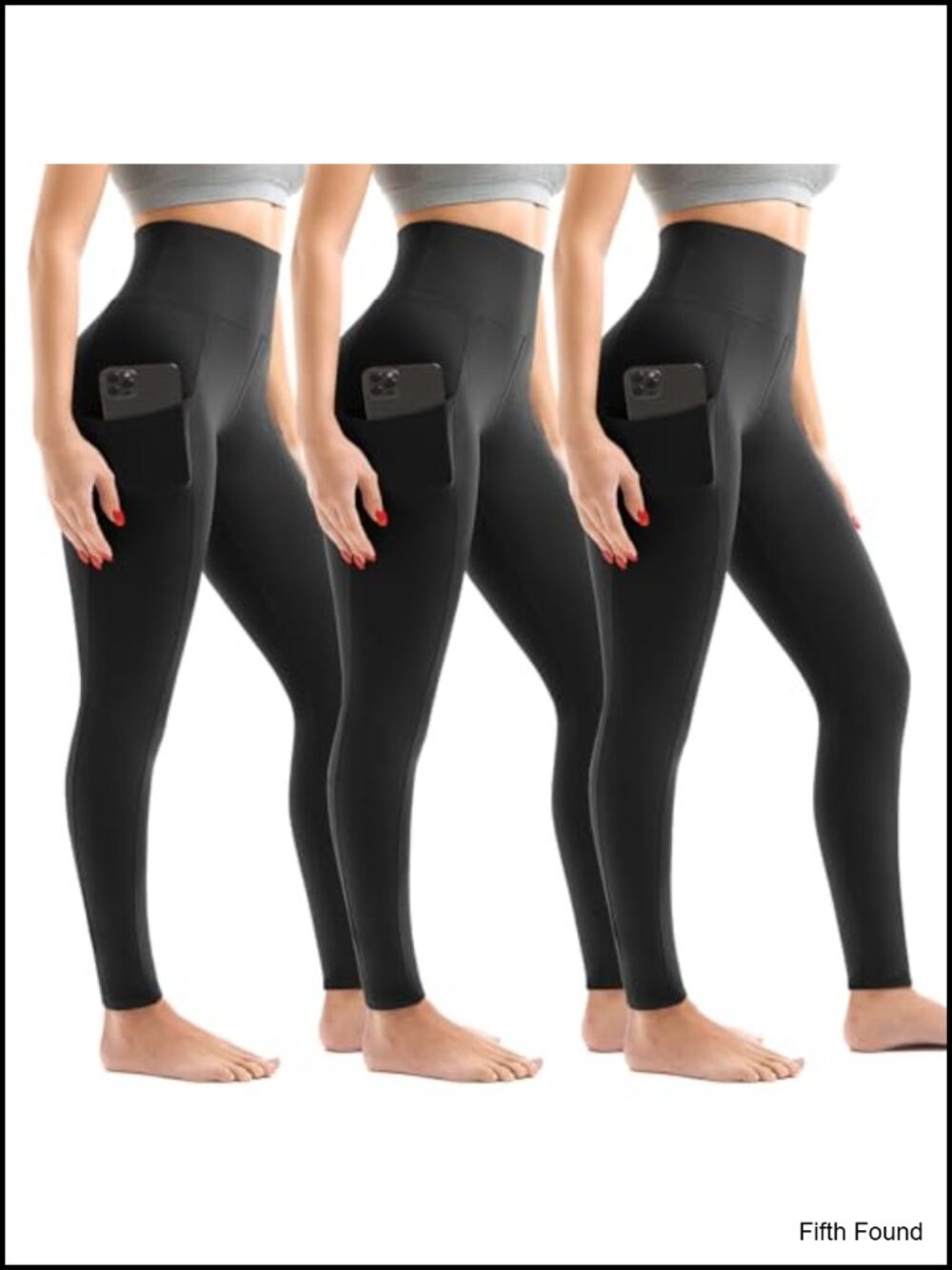 Women's High Waist Leggings with Pockets 3 Pack Soft Opaque Full Length Ankle